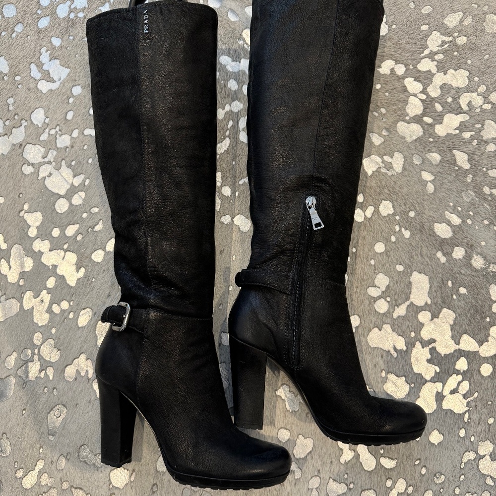 Prada High Heel Suede Boots